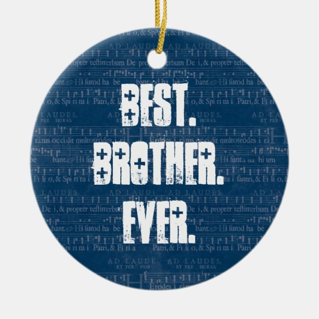 Bestes BRUDER überhaupt blaues Musiknoten-Muster Keramik Ornament (Vorne)