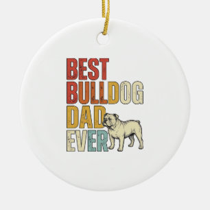 Bestes Bulldog-Vater aller Zeiten Vintage Gravur S Keramik Ornament