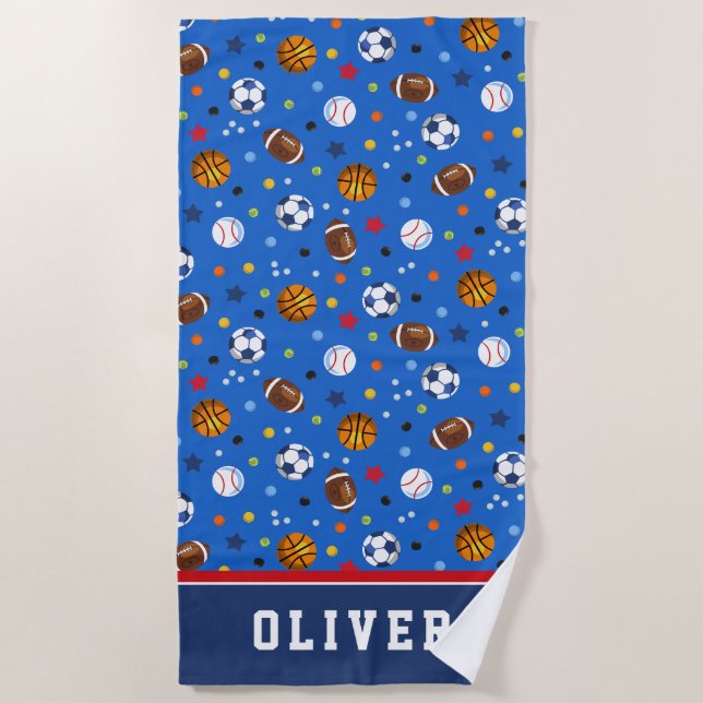 Bestes buntes Königsblau trägt Bälle zur Schau Strandtuch (Vorderseite)