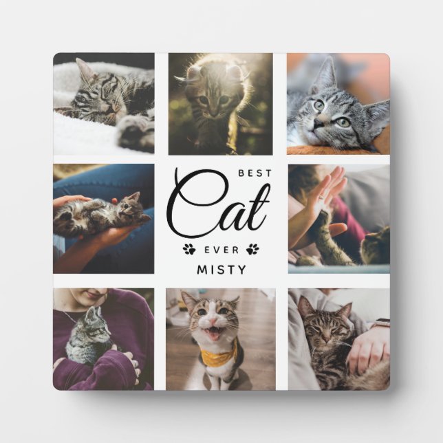 Bestes Cat je Memorial Geschenk Modernes Foto Paw Fotoplatte (Vorderseite)