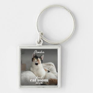 Bestes Cat Mum Ever Modern Custom Pet Foto Schlüsselanhänger