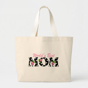 Bestes die Mama-Schwarzes der Welt mit rosa Tulpen Jumbo Stoffbeutel
