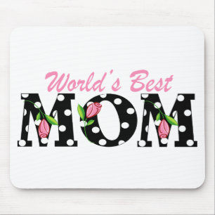 Bestes die Mama-Schwarzes der Welt mit rosa Tulpen Mousepad