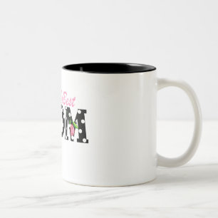 Bestes die Mama-Schwarzes der Welt mit rosa Tulpen Zweifarbige Tasse