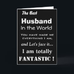 Bestes Ehemann in der World Funny Greeting Card Karte<br><div class="desc">Best Husband in der Welt lustige Grußkarte ~ Diese Grußkarte ist für fast jeden Anlass geeignet und wird sicher ein Lächeln bringen. Es macht die perfekte lustige,  niedliche Grußkarte für Jubiläum,  Geburtstag,  Urlaub oder einfach nur für Geschenke.</div>