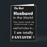 Bestes Ehemann in der World Funny Greeting Card Karte<br><div class="desc">Best Husband in der Welt lustige Grußkarte ~ Diese Grußkarte ist für fast jeden Anlass geeignet und wird sicher ein Lächeln bringen. Es macht die perfekte lustige,  niedliche Grußkarte für Jubiläum,  Geburtstag,  Urlaub oder einfach nur für Geschenke.</div>