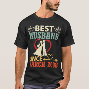 Bestes Ehemann seit März 2008 Hochzeit Verheiratet T-Shirt