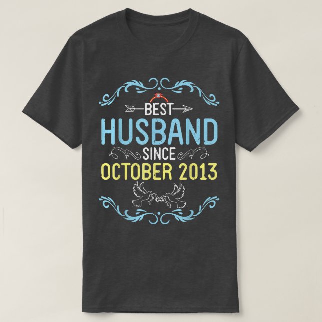 Bestes Ehemann seit Oktober 2013 Happy Marry Weddi T-Shirt (Design vorne)