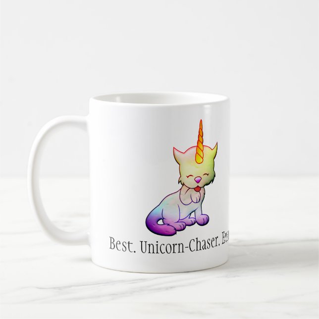 Bestes Einhorn Chaser Ever Cat Unicorn Kaffeetasse (Links)