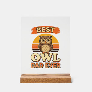 Bestes Eulen-Vater-T-Shirt-Design mit Vintage-Präg Acrylschild