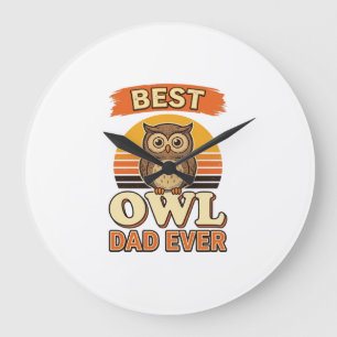 Bestes Eulen-Vater-T-Shirt-Design mit Vintage-Schn Große Wanduhr