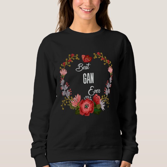 Bestes Gan Ever mit Orange Floral Fun Tante Oma Sweatshirt (Vorderseite)