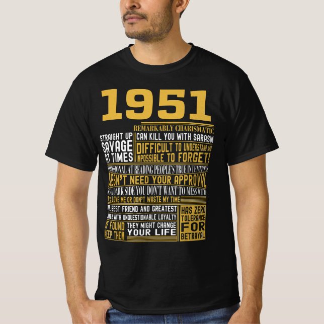 Bestes Geborenes 1951 Fakten für Männer, Frauen, B T-Shirt (Vorderseite)
