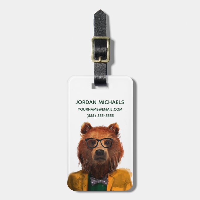 Bestes gekleideter Bär | addieren Ihren Namen Gepäckanhänger (Vorderseite vertikal)