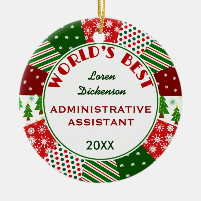 Bestes Geschenk Admin Asst Weihnachts Keramik Ornament (Vorne)