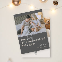 Bestes Geschenk Foto Grau Holiday Geburtstag Ankün Feiertagskarte