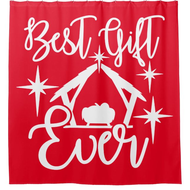Bestes Geschenk je Krippe Szene Duschvorhang (Vorderseite)