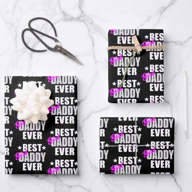 Bestes Girl Daddy je Pattern Geschenkpapier Set (Vorderseite)
