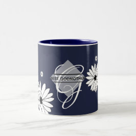 Bestes GODMOTHER-Geschenk - Daisy Navy Blue Zweifarbige Tasse