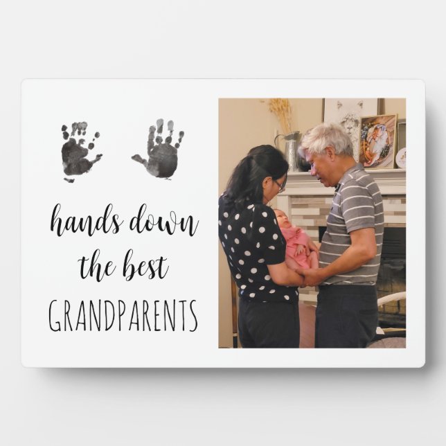 Bestes Grandeltern-Handprint-Foto Fotoplatte (Vorderseite)