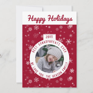 Bestes Grandeltern Rotes Snowflake Ball Foto Feiertagskarte