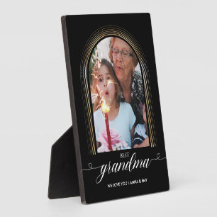 Bestes GRANDMA Heart Script Elegantes Gold Frame F Fotoplatte