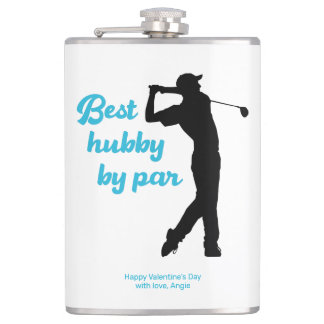 Bestes Hubby Par Golfer Silhouette Golfspielen Flachmann