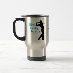 Bestes Hubby von Par Golfer Blue Black Silhouette Reisebecher