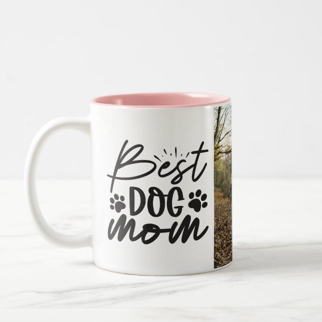 Bestes Hund-Mama-Personalisiert-Hund-Foto Zweifarbige Tasse (Links)