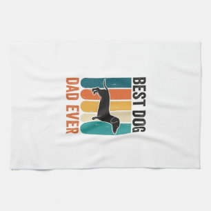 Bestes Hund Papa Aller Vintage Dachshund Shirt Des Geschirrtuch
