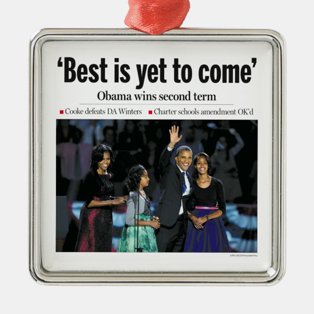 Bestes ist, schon zu kommen: Obama-Gewinn-2. Silbernes Ornament (Vorne)