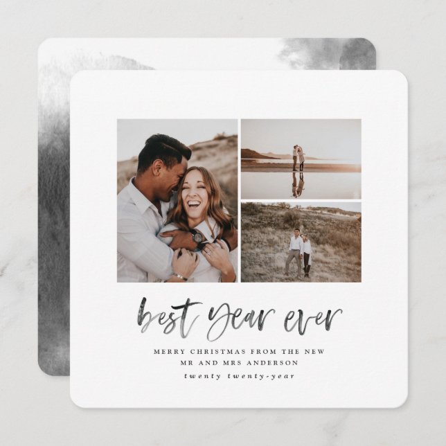 Bestes Jahr je Aquarell Foto Collage Weihnachten (Vorne/Hinten)