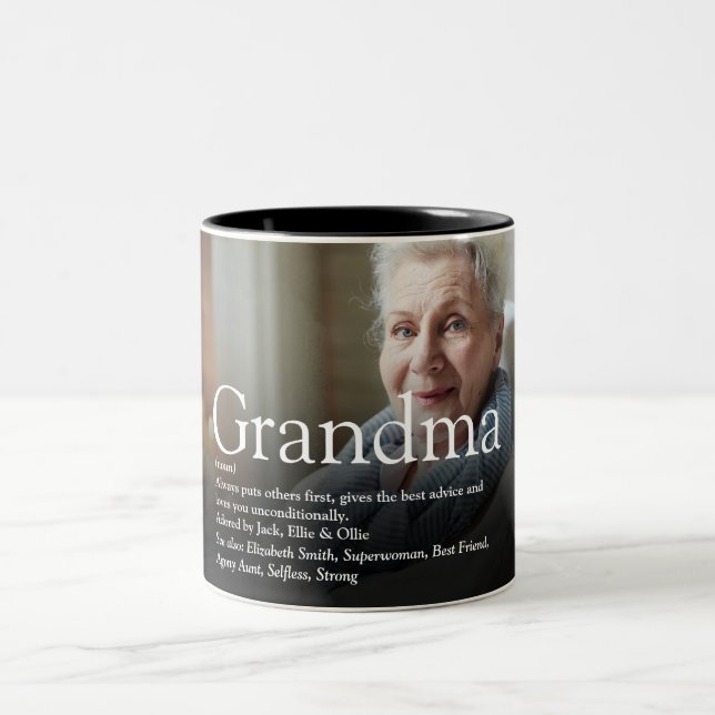 Bestes jemals Oma, Großmutter Definition Foto Zweifarbige Tasse (Mittel)