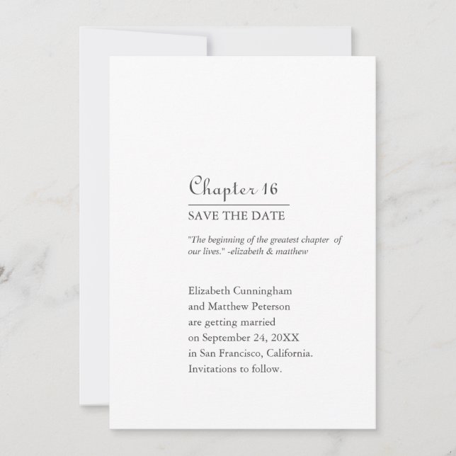 Bestes Kapitel unseres Lebens | Book Format Save The Date (Vorderseite)