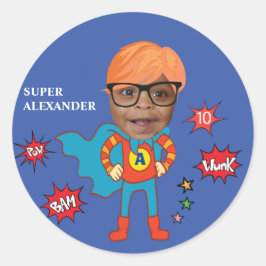 Bestes Kid Superhero Phantastisches Comic Geburtst Runder Aufkleber