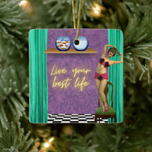 Bestes Leben Funky Vintage Kitsch Keramikornament