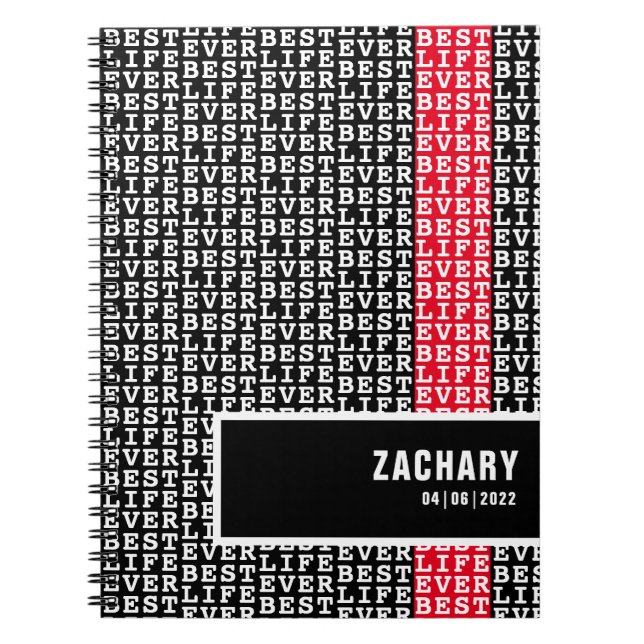 Bestes Leben je schwarz mit weißem Text roter Stre Notizblock (Vorderseite)