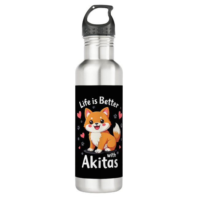 Bestes Leben mit Akita Tank Top Edelstahlflasche (Vorderseite)