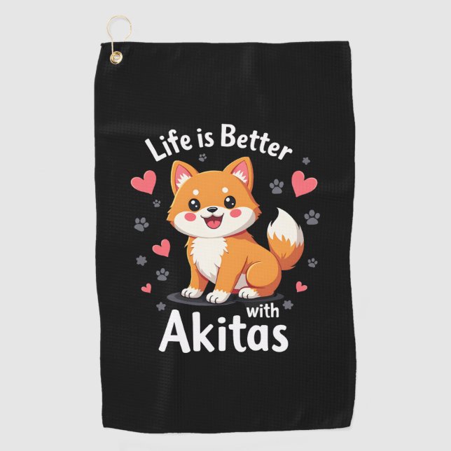 Bestes Leben mit Akita Tank Top Golfhandtuch (Vorderseite)