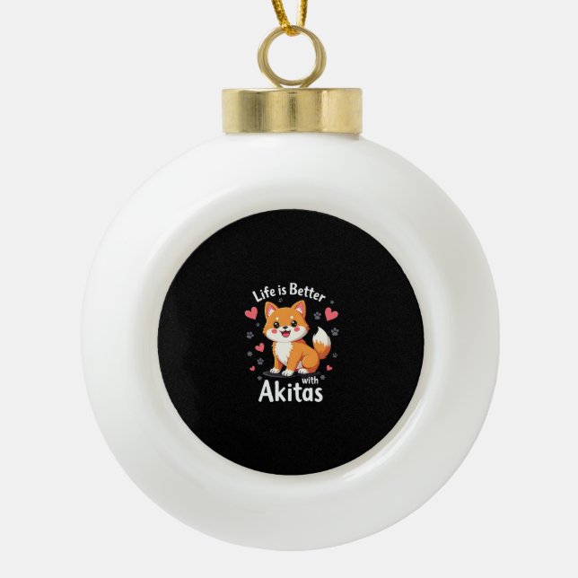 Bestes Leben mit Akita Tank Top Keramik Kugel-Ornament (Vorderseite)
