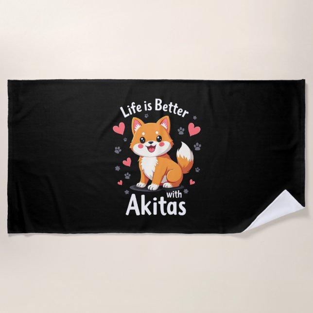 Bestes Leben mit Akita Tank Top Strandtuch (Vorderseite)