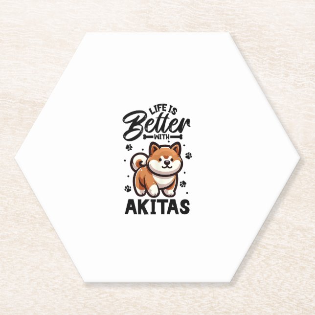 Bestes Leben mit Akita Untersetzer (Vorderseite)