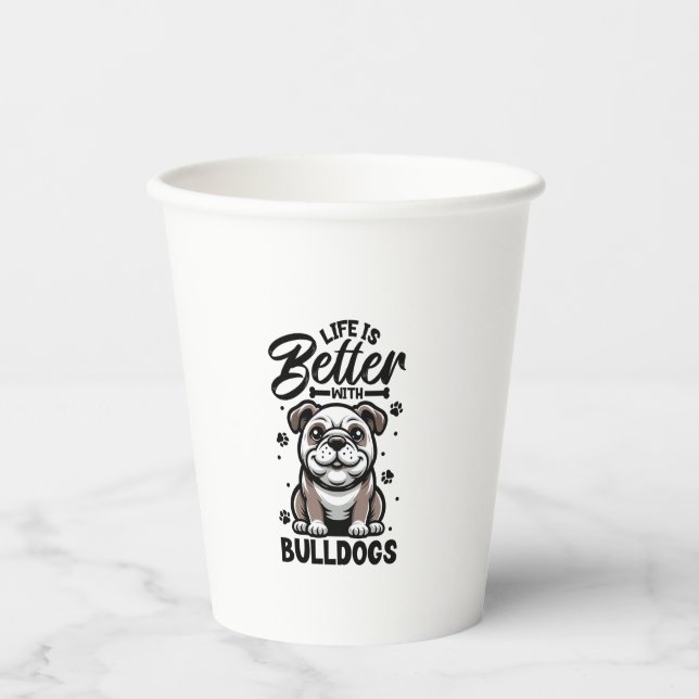 Bestes Leben mit Bulldog Pappbecher (Vorderseite)