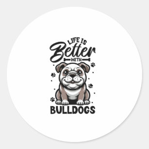Bestes Leben mit Bulldog Runder Aufkleber