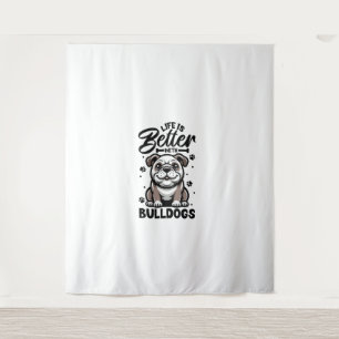 Bestes Leben mit Bulldog Wandteppich