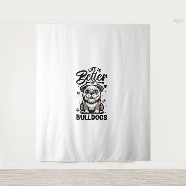 Bestes Leben mit Bulldog Wandteppich (Vorderseite)