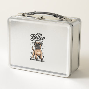 Bestes Leben mit Dogo Canario Metall Brotdose