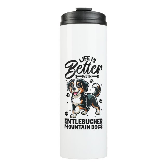 Bestes Leben mit Entlebucher Mountain Hund Thermosbecher (Vorderseite)