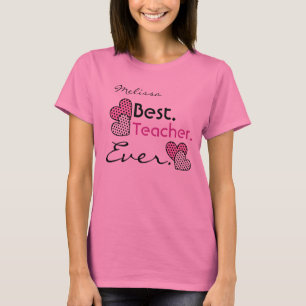 Bestes Lehrer-überhaupt Tupfen-Herzen V05 ROSA T-Shirt