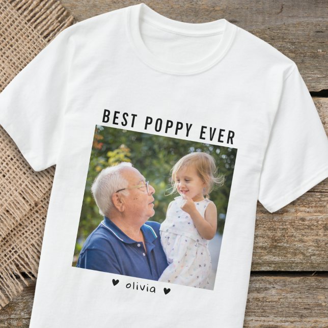 Bestes Mohn je Großvater und Großkind-Foto T-Shirt (Best Poppy Ever Grandfather And Grandkid Photo T-Shirt)